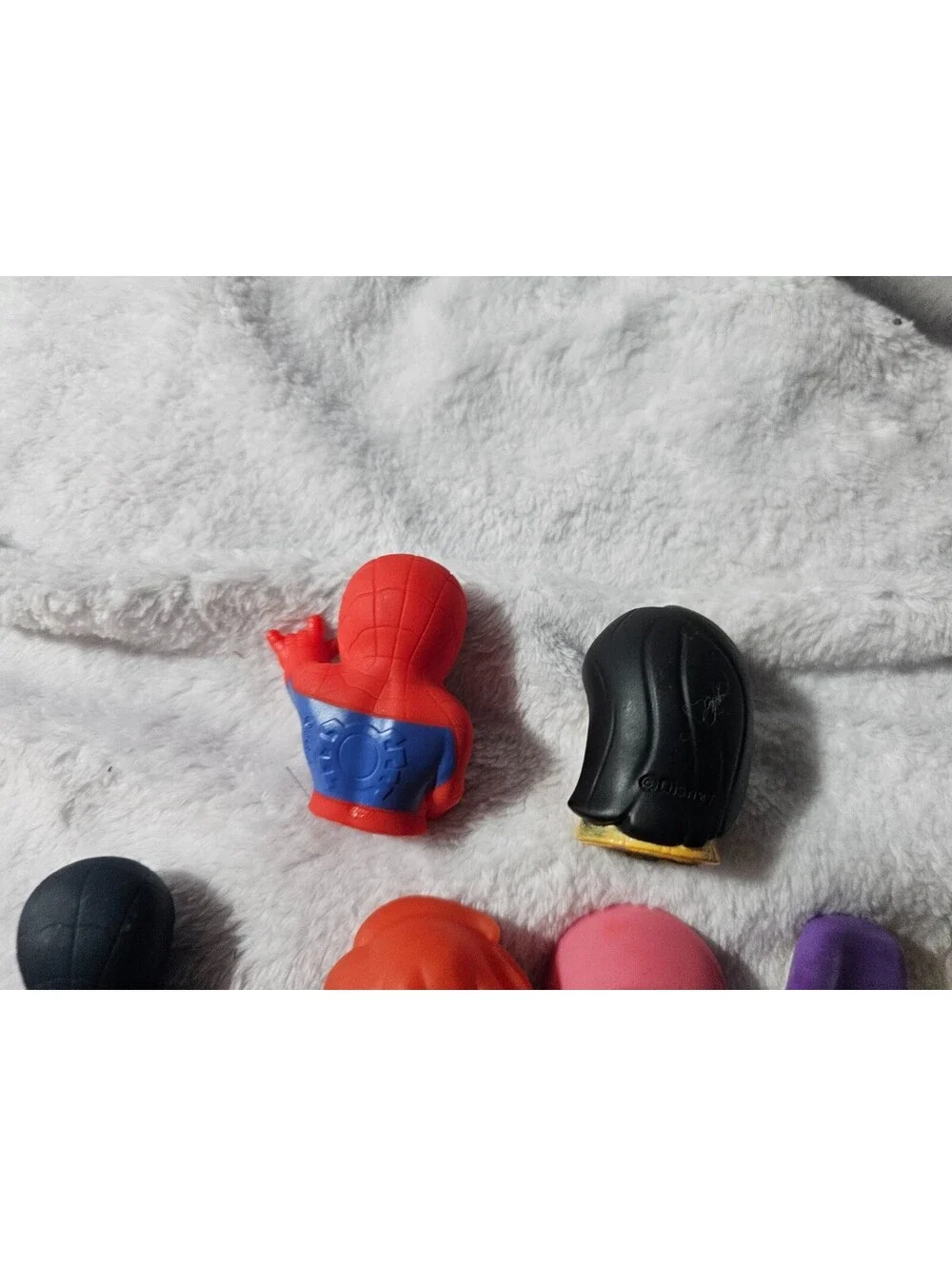 (10pc) Disney & Marvel Finger Plastic Puppets Black Spiderman Woody Ariel Buzz